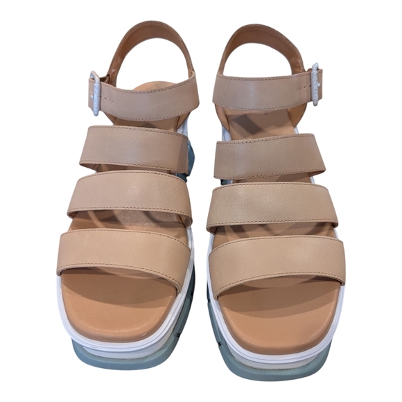 Sorel Beige and White Wedge Sandals - Picture 2 of 8
